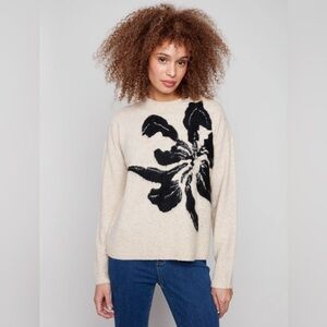 Floral Jacquard Crew Neck Sweater
